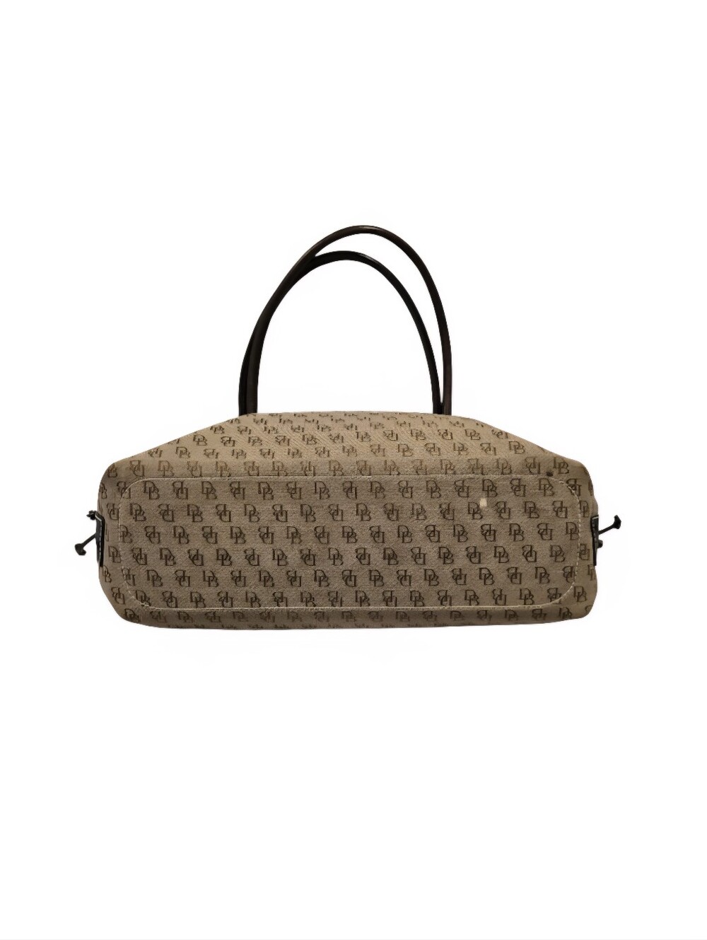 Dooney & Bourke Large Beige Monogram Shoulder Bag with Dark Brown Leather Trim - Picture 5 of 15